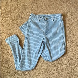 🌞 H&M White Striped Skinny Blue Jeans Stretchy